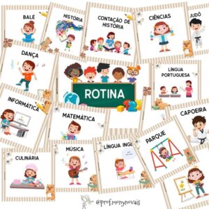 ROTINA DO ENSINO FUNDAMENTAL – 45 CARDS COLORIDOS